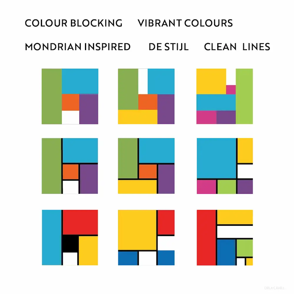 Modernist color strategy and geometric spatial identity for interior design branding
